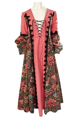 1970s Snooty Hooty Deep Plunge Lace Up Front Huge Sleeve Dress