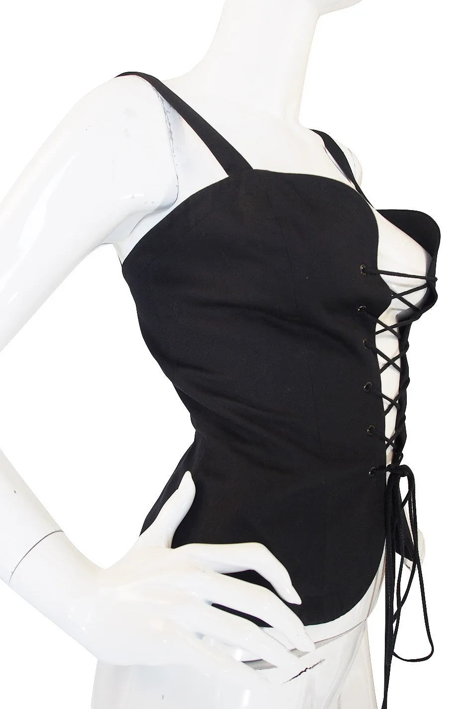 1970s Yves Saint Laurent Black Corset Top