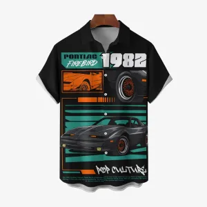 1982 Retro Sports Car Print Casual Short Sleeve Shirt 2404000478
