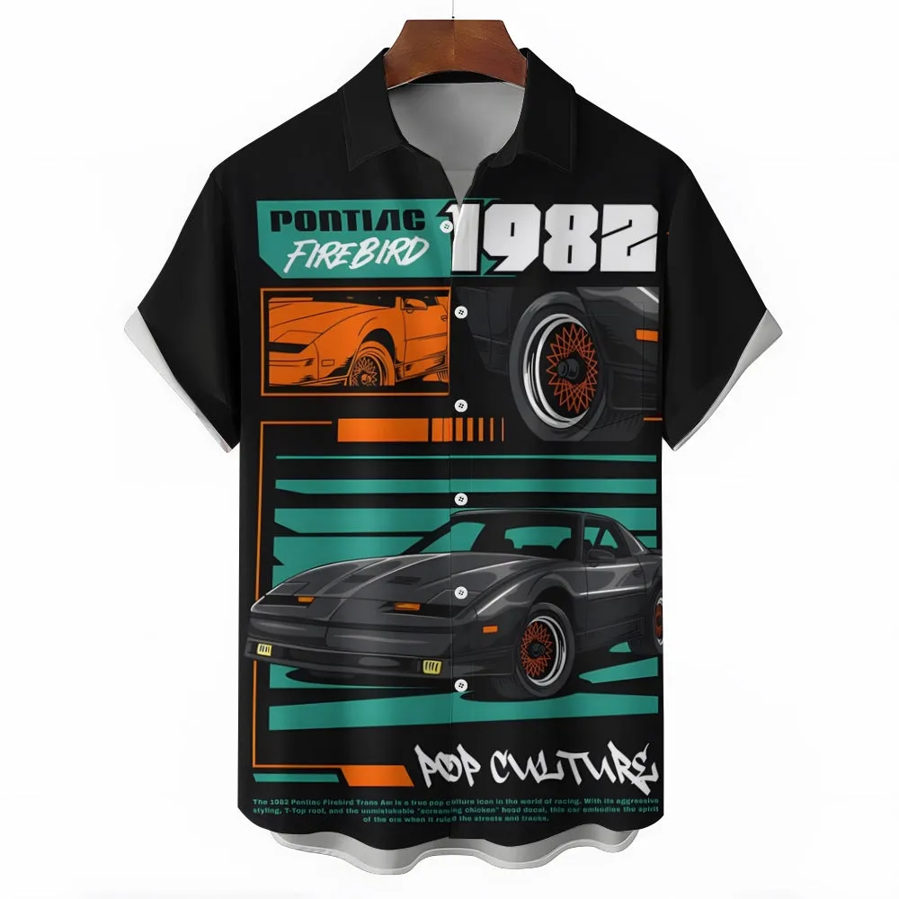 1982 Retro Sports Car Print Casual Short Sleeve Shirt 2404000478
