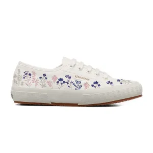 2750 Flowers Emb - White Avorio Blue Pink