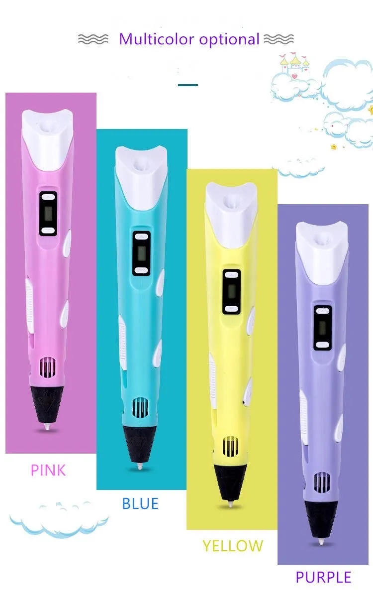 3D Pen- Bolígrafo de impresión 3D con pantalla – Incluye bolígrafo 3D, 3 filamentos de colores material PLA    y cargador