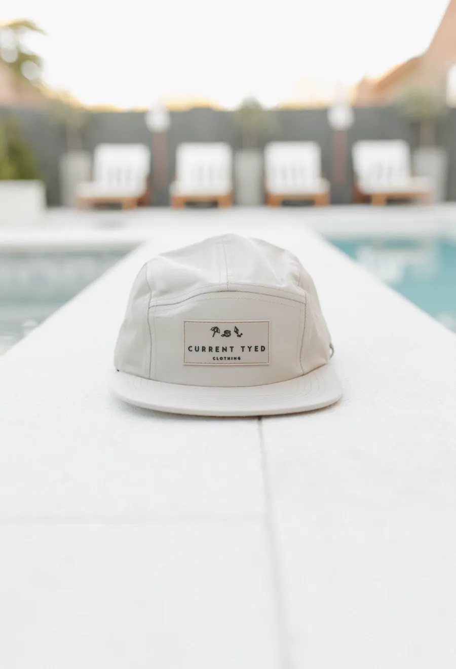 5 panel waterproof snapback hat beige