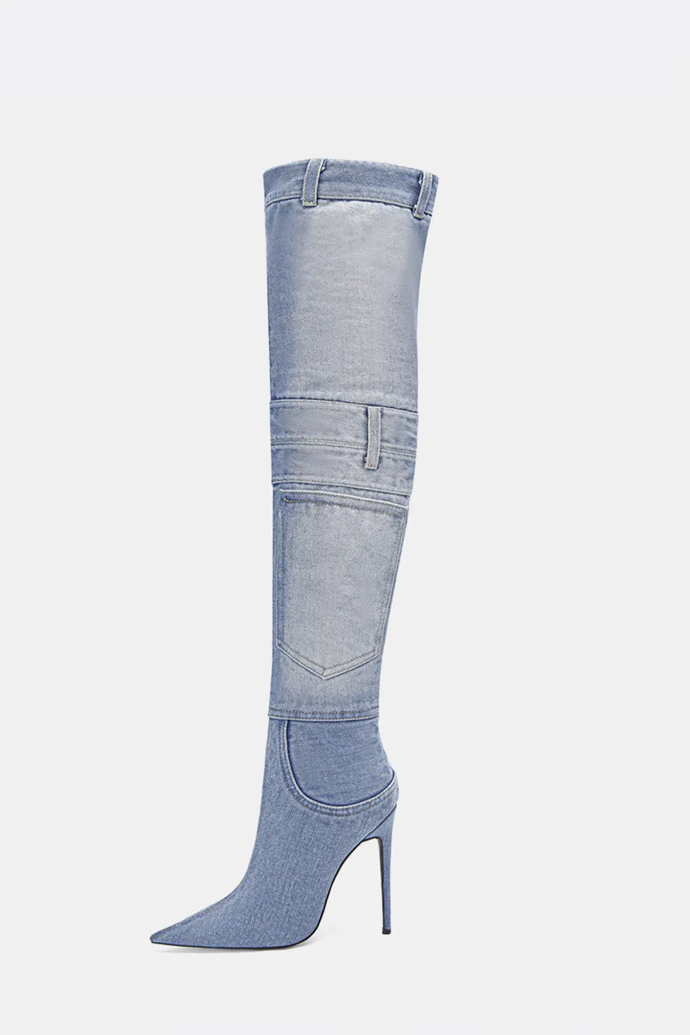 Abhay High Heel Denim Boots
