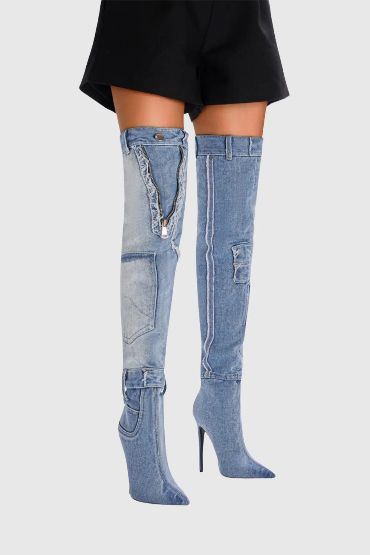 Abhay High Heel Denim Boots