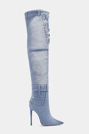 Abhay High Heel Denim Boots