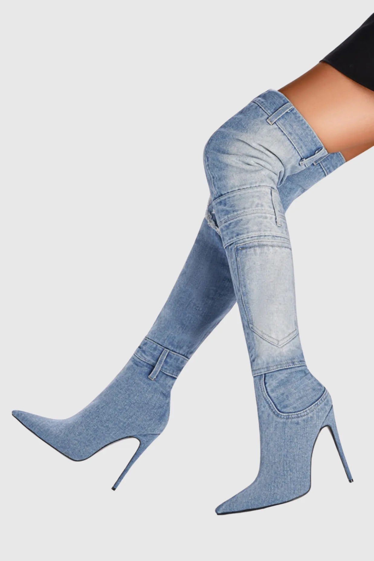 Abhay High Heel Denim Boots