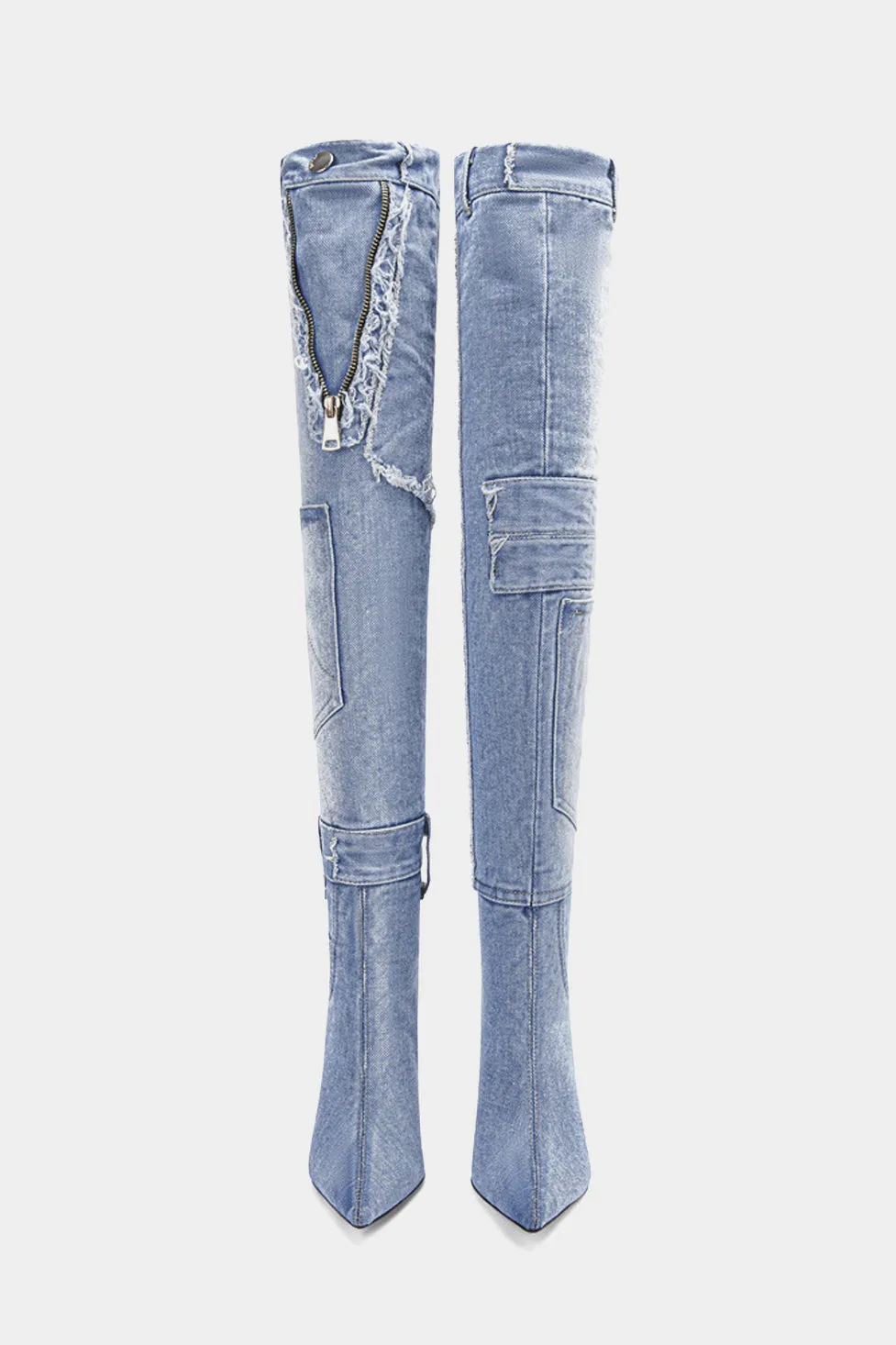 Abhay High Heel Denim Boots
