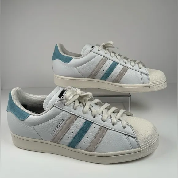 Adidas Superstar Casual Retro Lace Up Athletic Sneaker White/Blue/Gray Mens 12