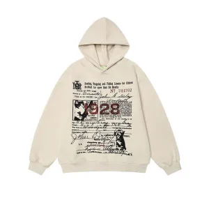 AG American Retro Alphabet Cartoon Cat Hoodie