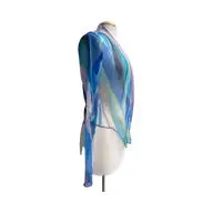 AQUARELLE Sheer Long Sleeve Print Bolero Cover-up