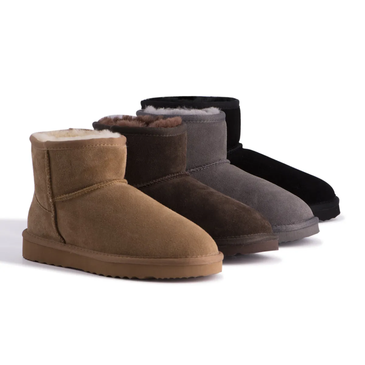 AUS WOOLI UGG SHORT SHEEPSKIN ANKLE BOOT - Black