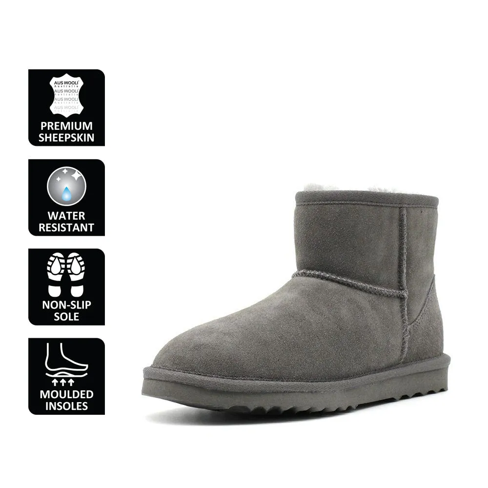 AUS WOOLI UGG SHORT SHEEPSKIN ANKLE BOOT - Grey
