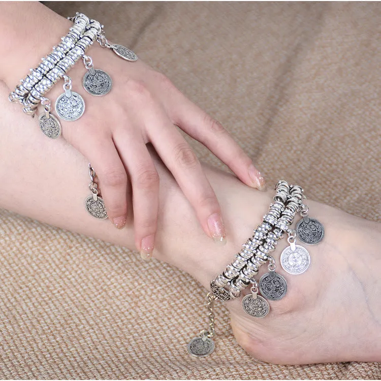 B1391 Retro Coin Fringe Bracelet Beach Casual Bracelet
