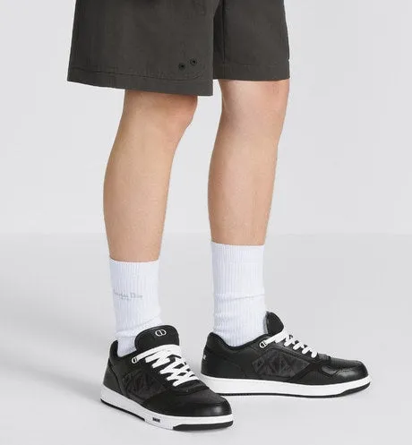 B27 Low-Top Sneaker • Black Smooth Calfskin and CD Diamond Canvas
