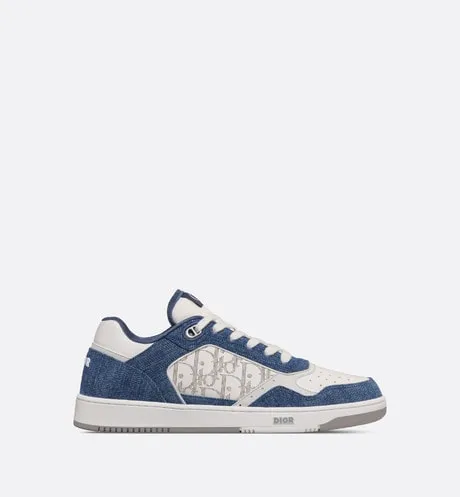 B27 Low-Top Sneaker • White Smooth Calfskin, Blue Denim and White Dior Oblique Galaxy Leather