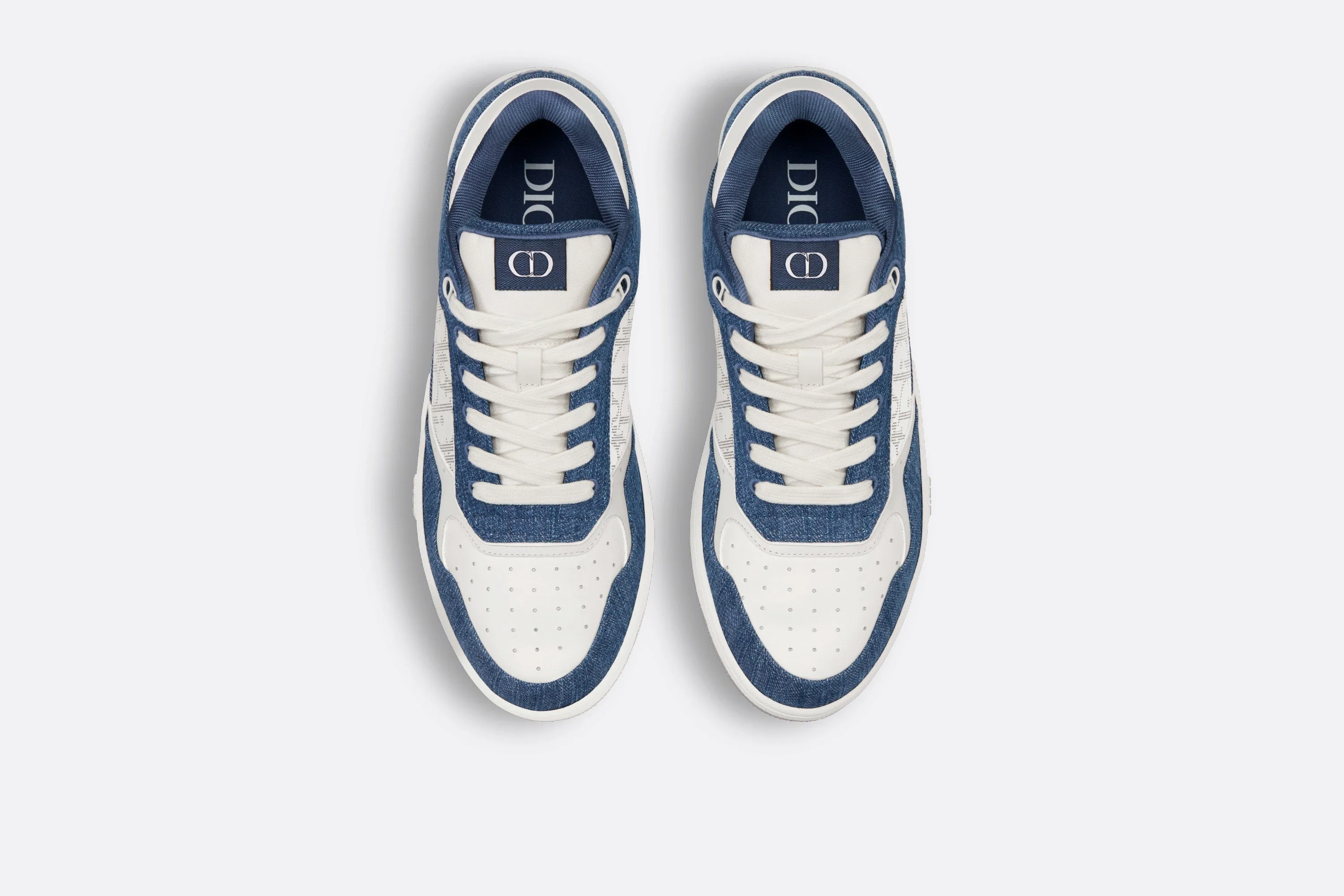 B27 Low-Top Sneaker • White Smooth Calfskin, Blue Denim and White Dior Oblique Galaxy Leather