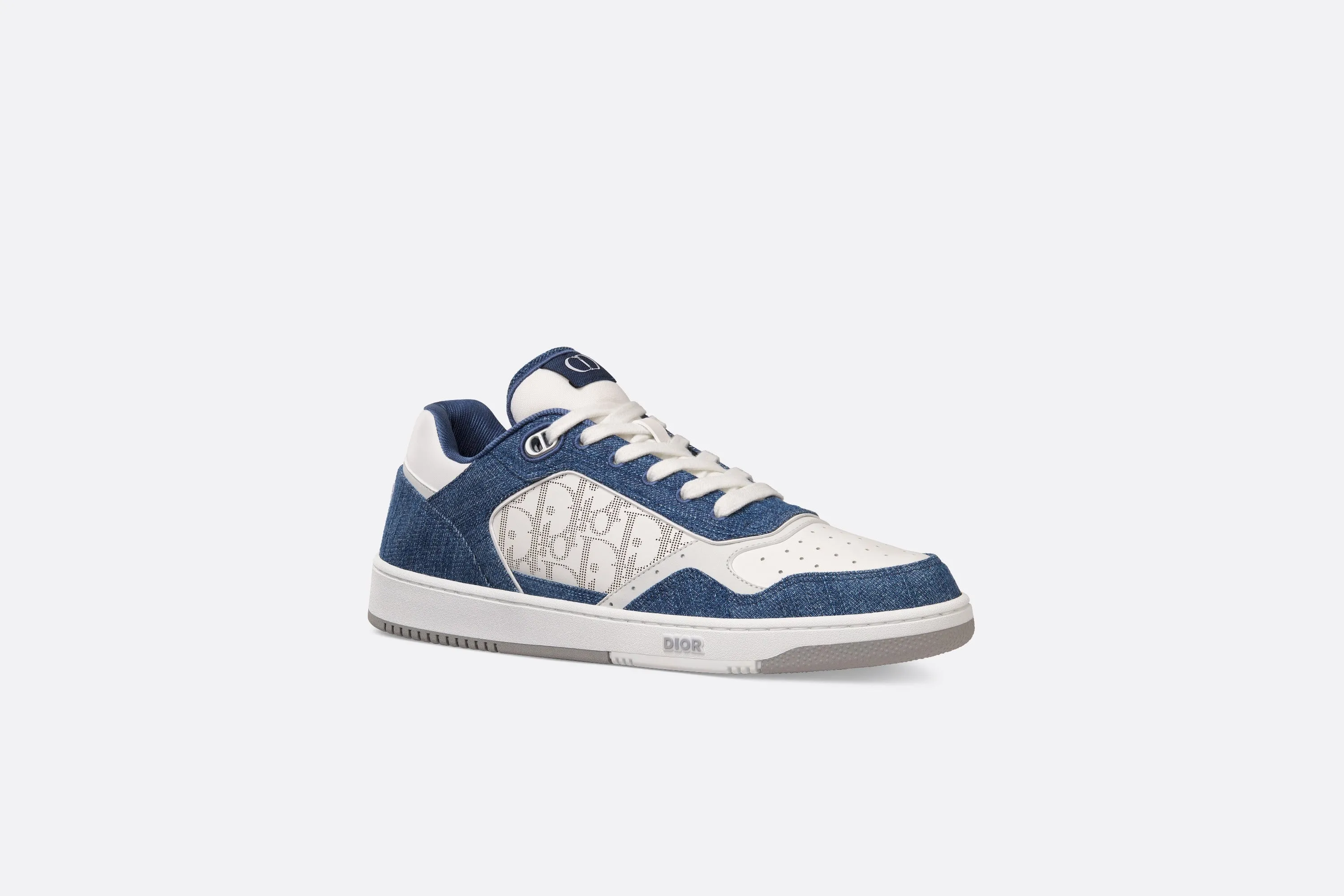 B27 Low-Top Sneaker • White Smooth Calfskin, Blue Denim and White Dior Oblique Galaxy Leather