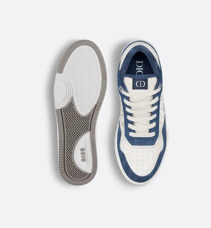 B27 Low-Top Sneaker • White Smooth Calfskin, Blue Denim and White Dior Oblique Galaxy Leather