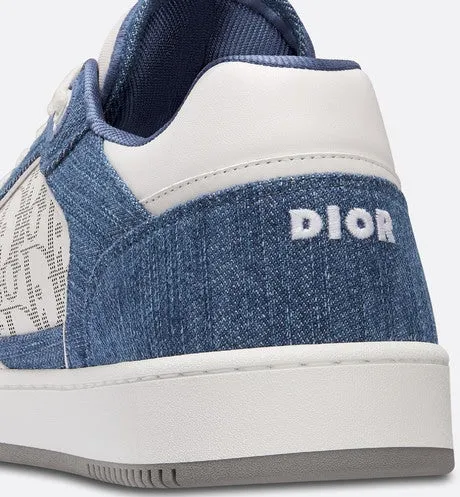 B27 Low-Top Sneaker • White Smooth Calfskin, Blue Denim and White Dior Oblique Galaxy Leather