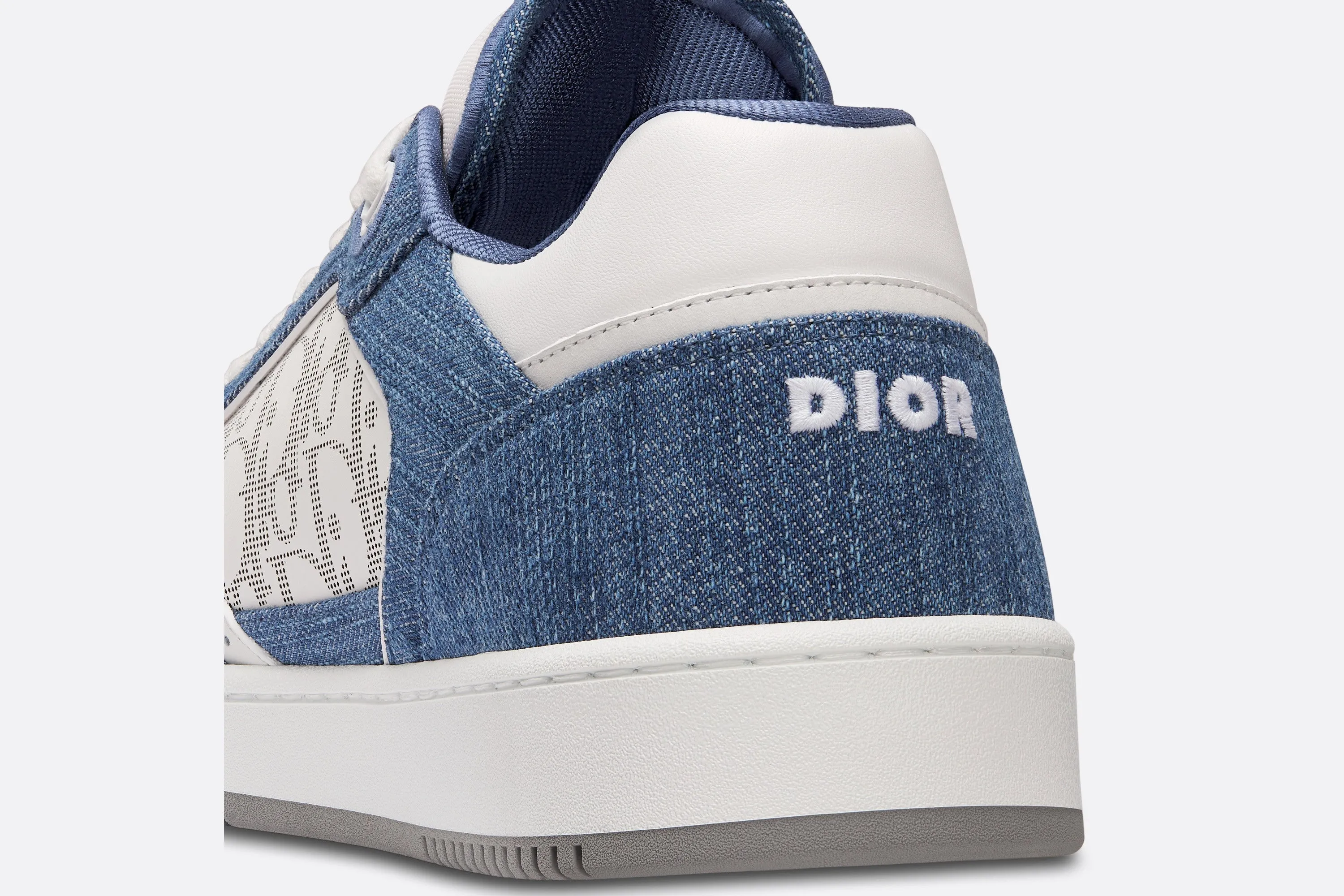 B27 Low-Top Sneaker • White Smooth Calfskin, Blue Denim and White Dior Oblique Galaxy Leather