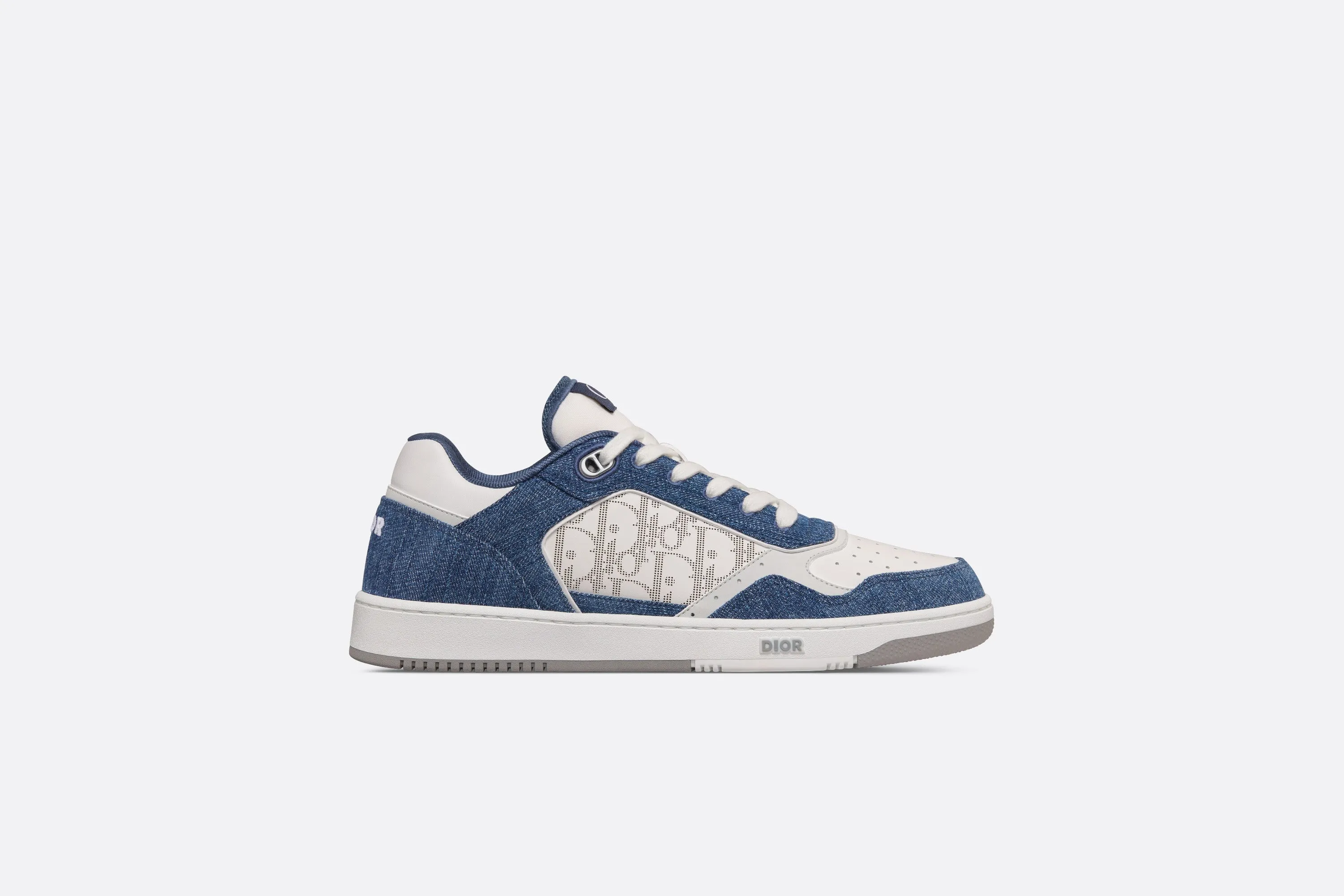 B27 Low-Top Sneaker • White Smooth Calfskin, Blue Denim and White Dior Oblique Galaxy Leather