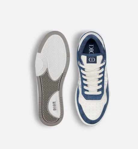 B27 Low-Top Sneaker • White Smooth Calfskin, Blue Denim and White Dior Oblique Galaxy Leather