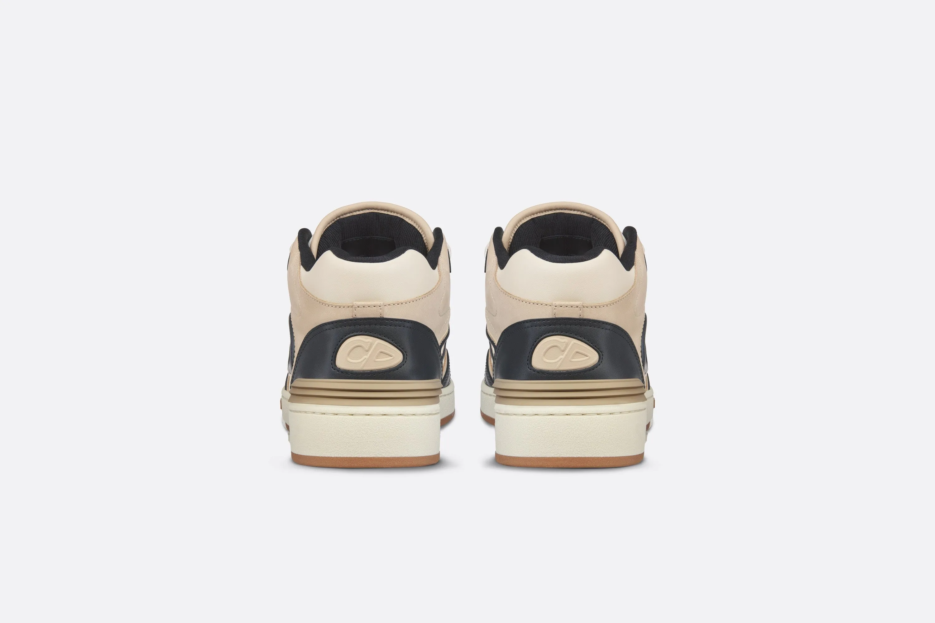 B57 Mid-Top Sneaker • Black and Cream Smooth Calfskin and Beige Suede