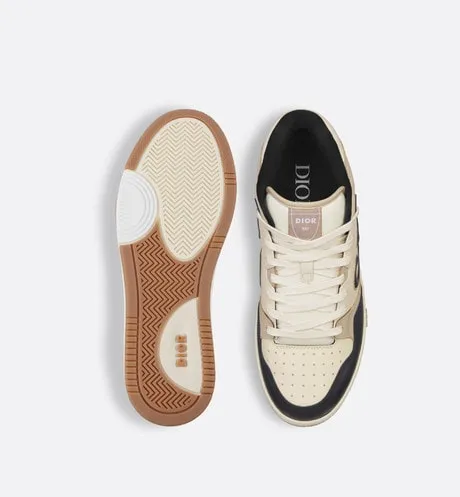B57 Mid-Top Sneaker • Black and Cream Smooth Calfskin and Beige Suede