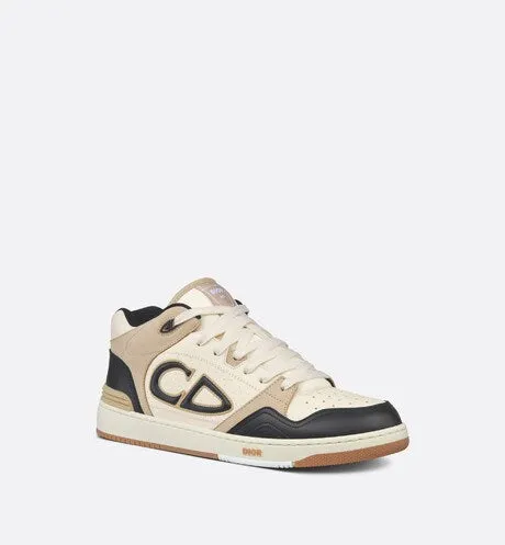 B57 Mid-Top Sneaker • Black and Cream Smooth Calfskin and Beige Suede