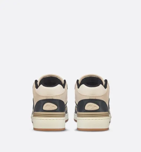 B57 Mid-Top Sneaker • Black and Cream Smooth Calfskin and Beige Suede