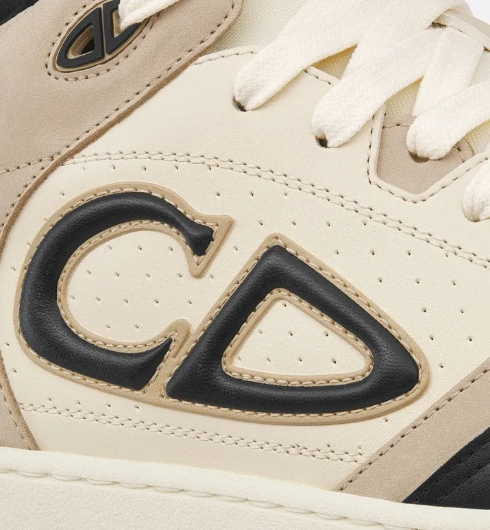 B57 Mid-Top Sneaker • Black and Cream Smooth Calfskin and Beige Suede