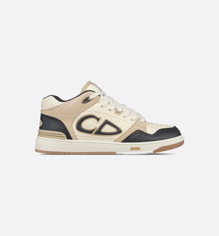 B57 Mid-Top Sneaker • Black and Cream Smooth Calfskin and Beige Suede