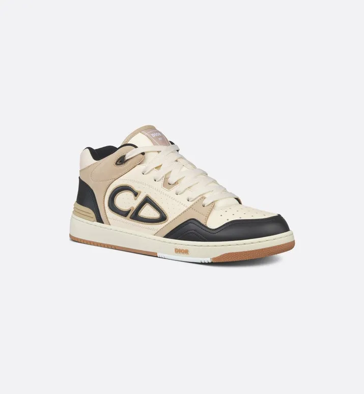 B57 Mid-Top Sneaker • Black and Cream Smooth Calfskin and Beige Suede