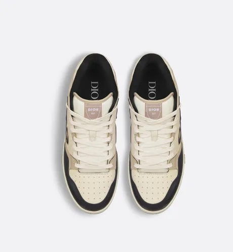 B57 Mid-Top Sneaker • Black and Cream Smooth Calfskin and Beige Suede