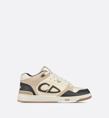 B57 Mid-Top Sneaker • Black and Cream Smooth Calfskin and Beige Suede
