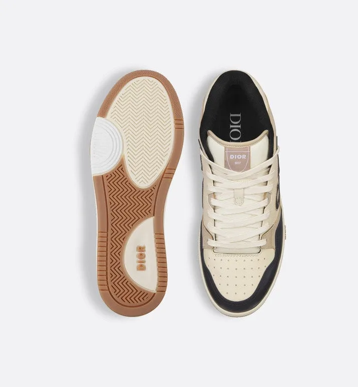 B57 Mid-Top Sneaker • Black and Cream Smooth Calfskin and Beige Suede