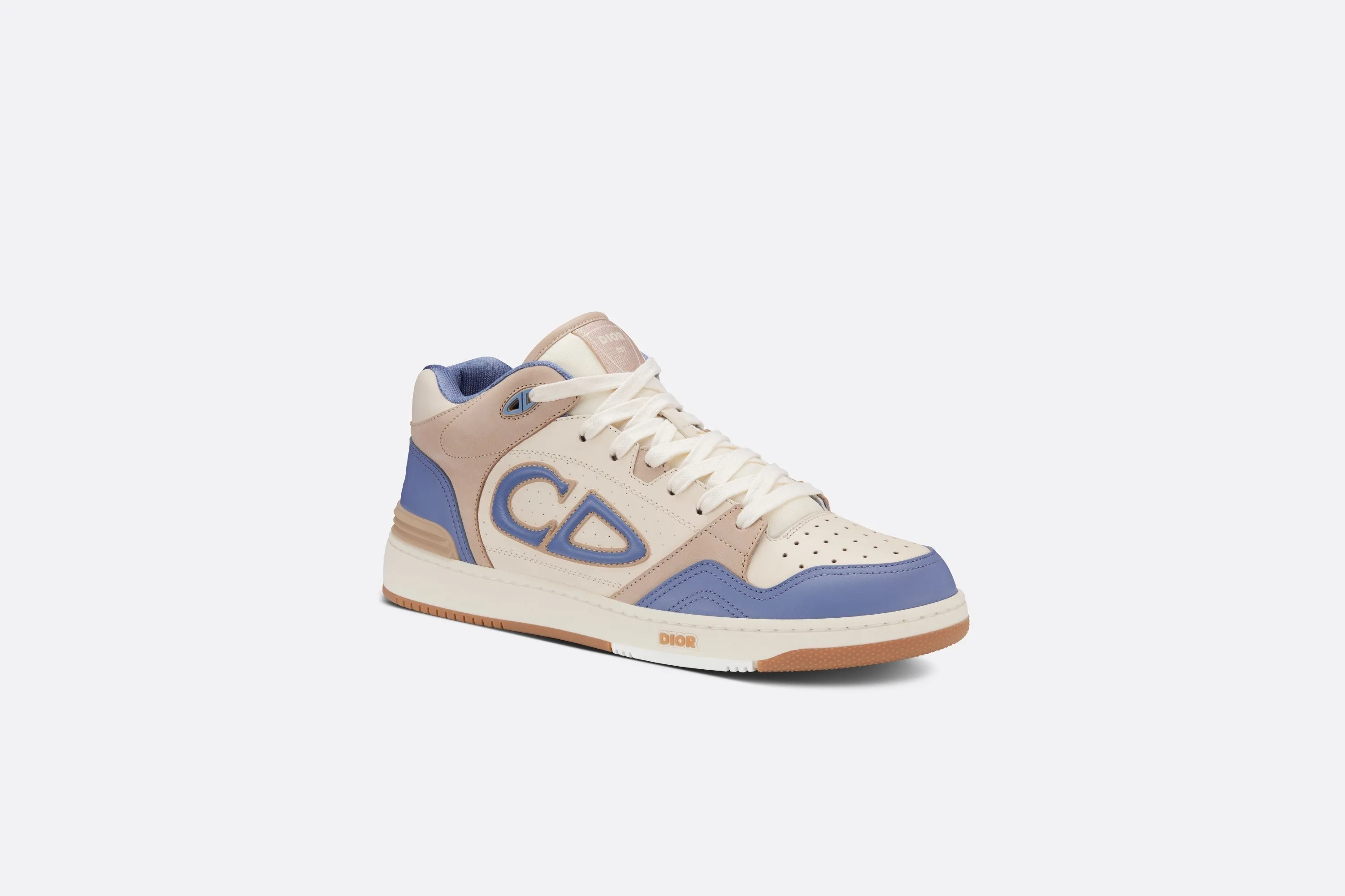 B57 Mid-Top Sneaker • Blue and Cream Smooth Calfskin and Beige Suede
