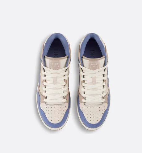B57 Mid-Top Sneaker • Blue and Cream Smooth Calfskin and Beige Suede