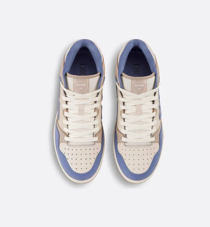 B57 Mid-Top Sneaker • Blue and Cream Smooth Calfskin and Beige Suede