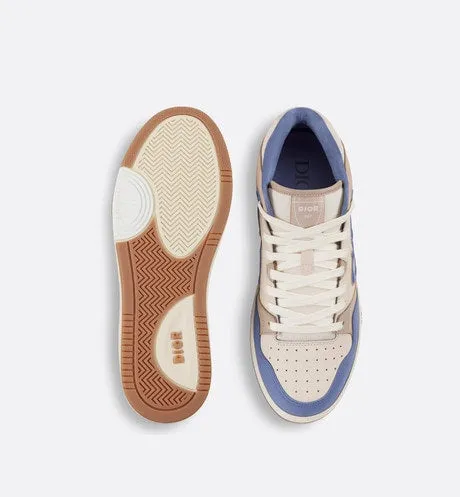 B57 Mid-Top Sneaker • Blue and Cream Smooth Calfskin and Beige Suede
