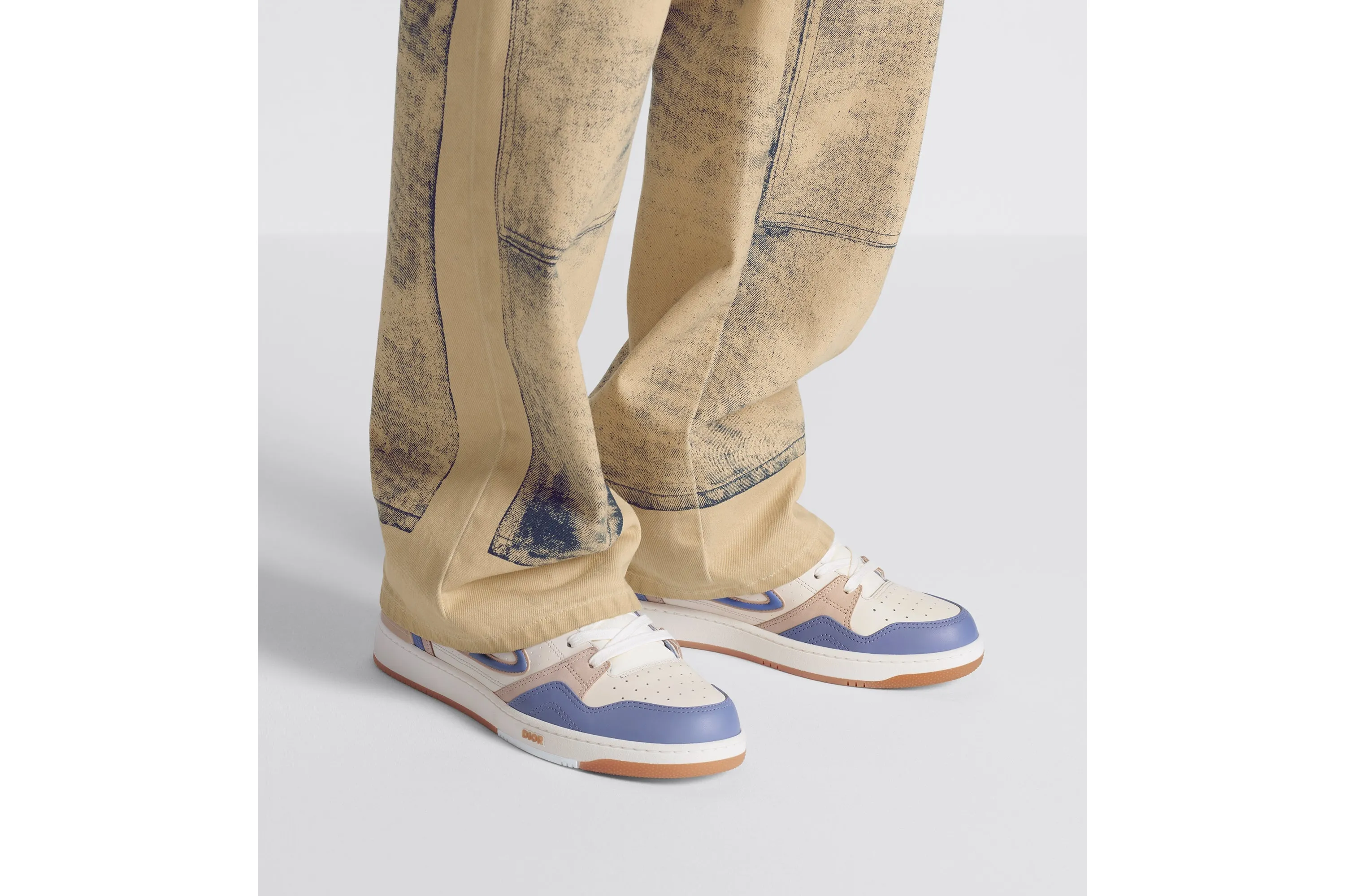 B57 Mid-Top Sneaker • Blue and Cream Smooth Calfskin and Beige Suede