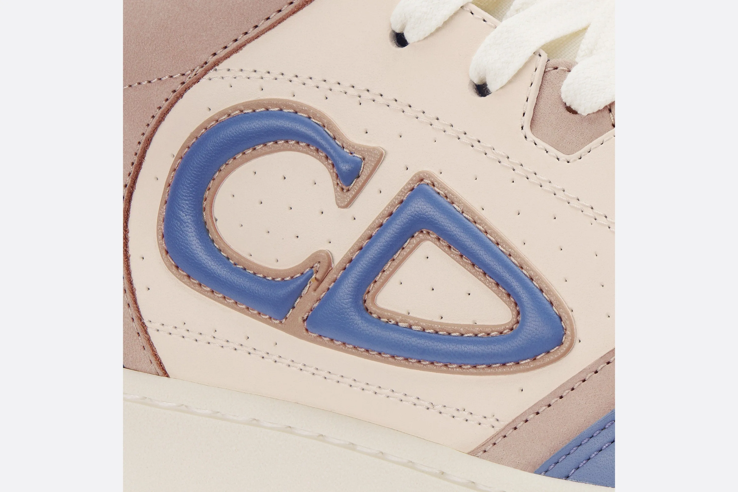 B57 Mid-Top Sneaker • Blue and Cream Smooth Calfskin and Beige Suede