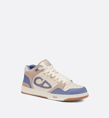 B57 Mid-Top Sneaker • Blue and Cream Smooth Calfskin and Beige Suede