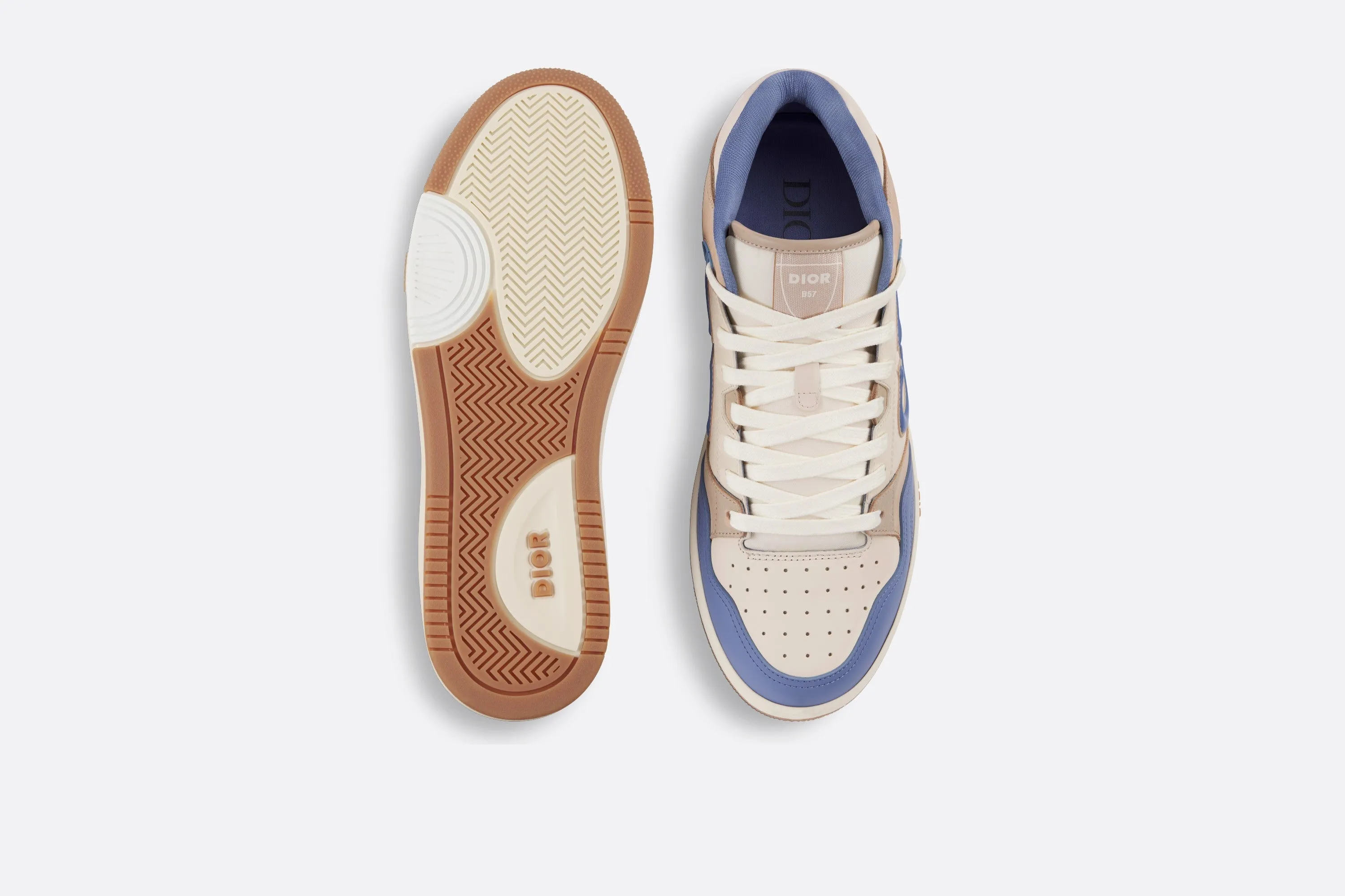 B57 Mid-Top Sneaker • Blue and Cream Smooth Calfskin and Beige Suede