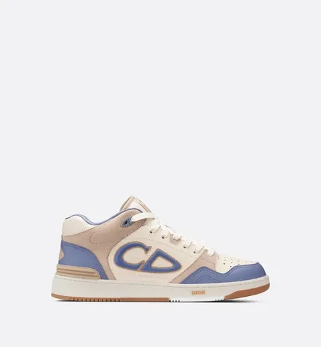 B57 Mid-Top Sneaker • Blue and Cream Smooth Calfskin and Beige Suede