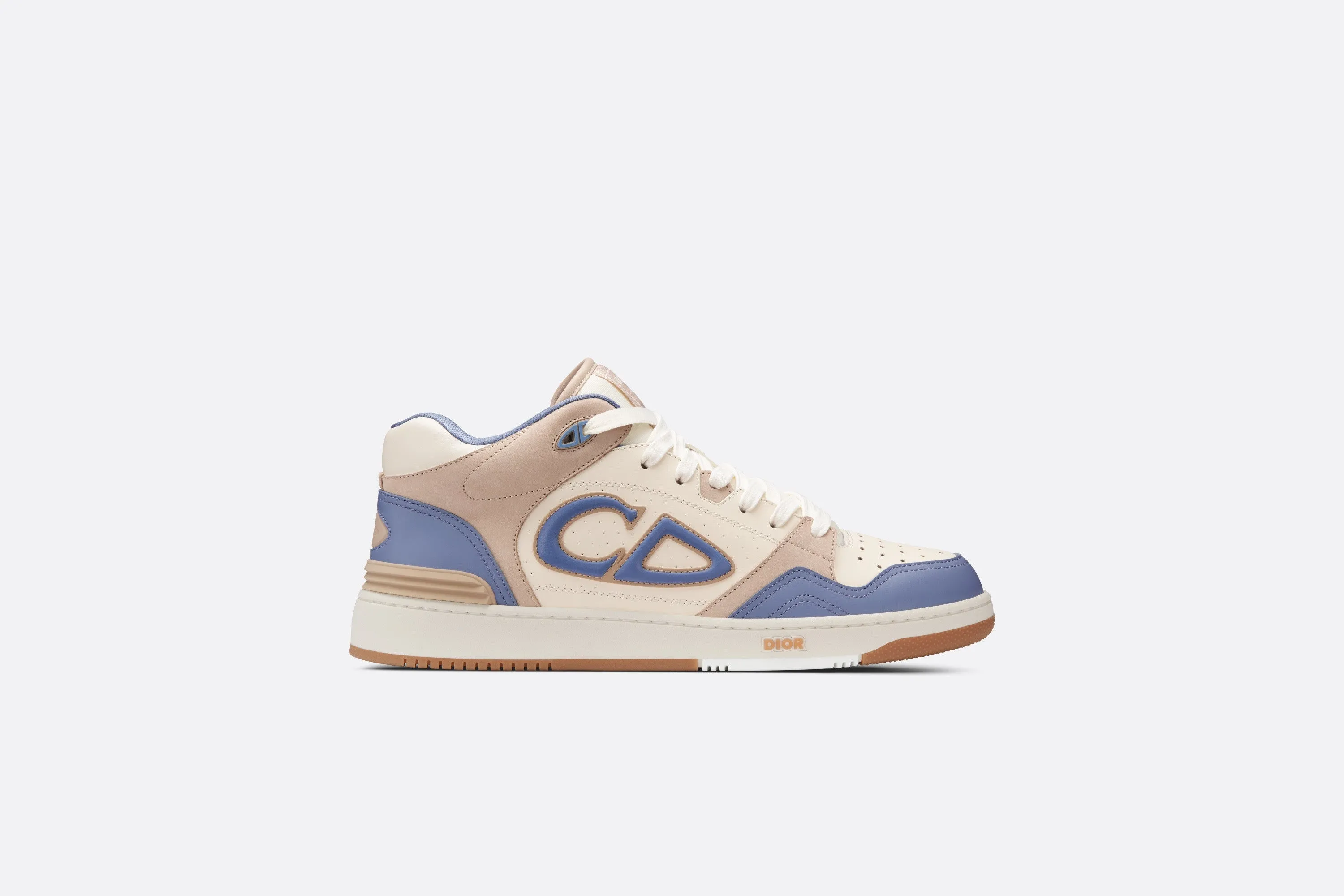 B57 Mid-Top Sneaker • Blue and Cream Smooth Calfskin and Beige Suede