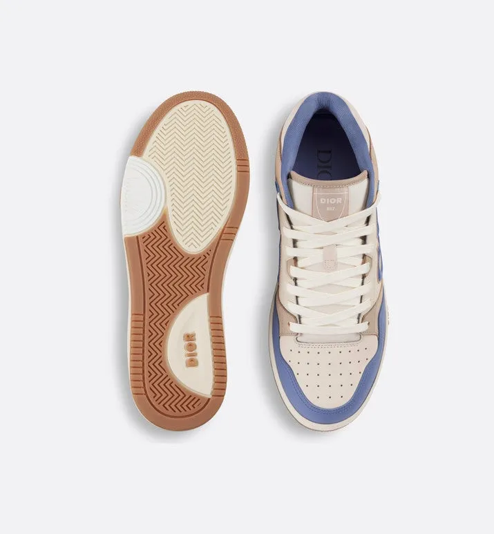 B57 Mid-Top Sneaker • Blue and Cream Smooth Calfskin and Beige Suede