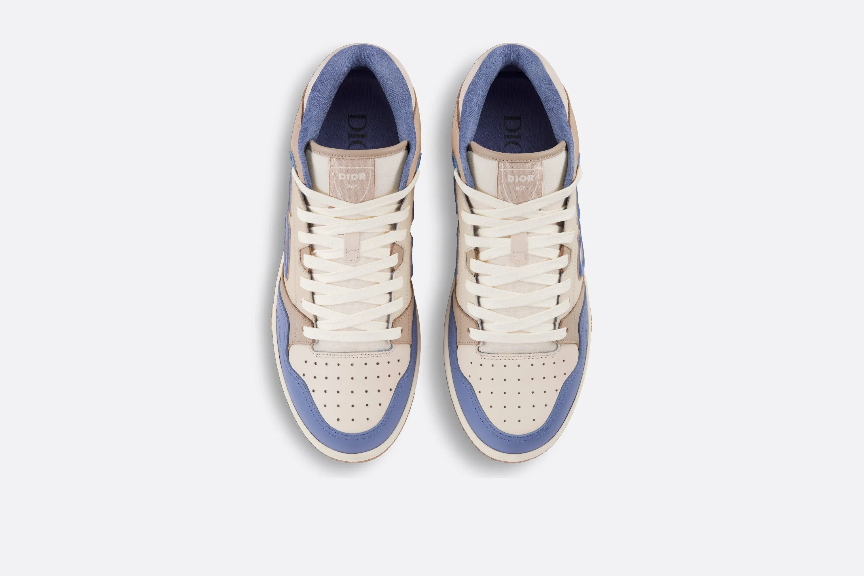 B57 Mid-Top Sneaker • Blue and Cream Smooth Calfskin and Beige Suede