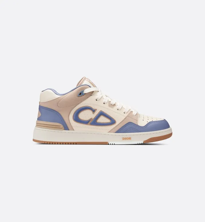 B57 Mid-Top Sneaker • Blue and Cream Smooth Calfskin and Beige Suede